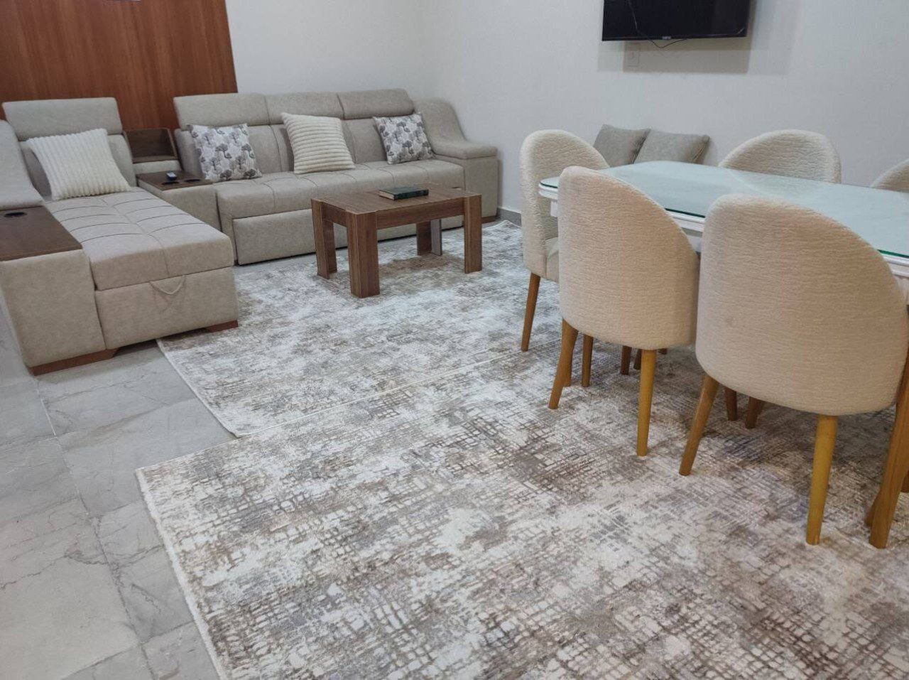 Living room of the modern 1BR apartment