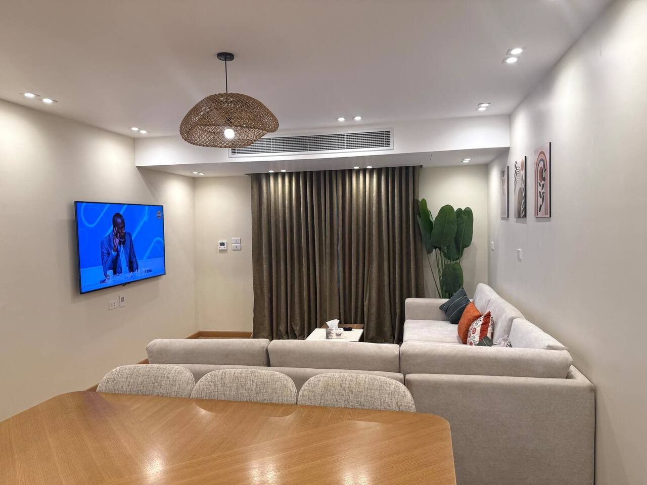 Living room of the renovated 2BR apartment