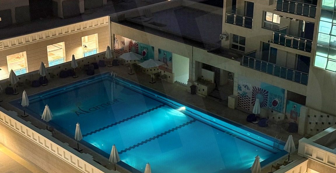 Development pool at night