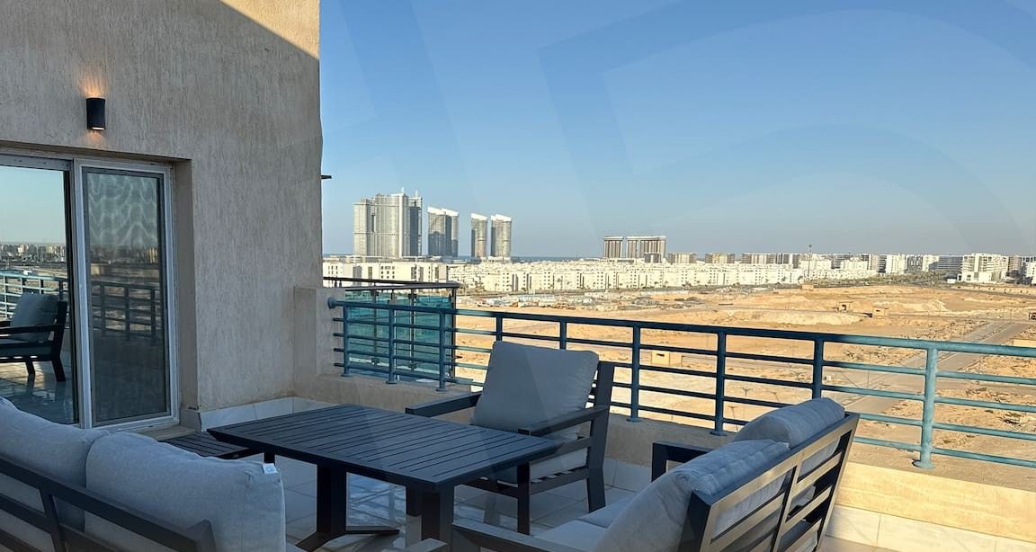 Penthouse terrace with skyline view